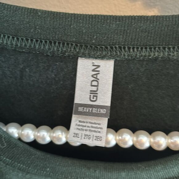 Gildan Forest Green Heavy Blend Sweatshirt snowmen size 2xl - Picture 3 of 3